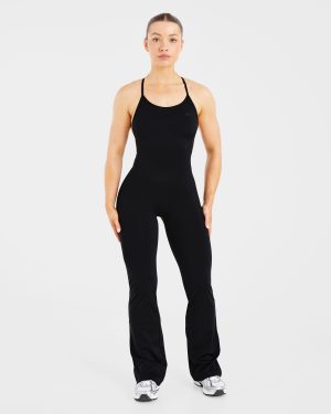 Sculpt Backless Flared All in One - Black