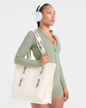 Branded Strap Tote Bag - Canvas